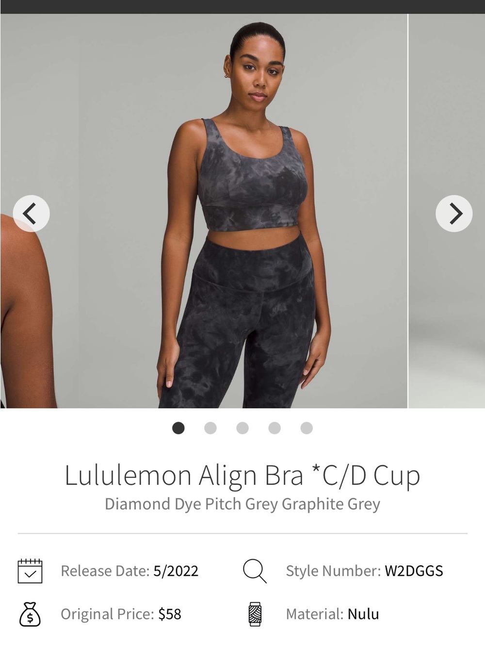 lululemon athletica Diamond-Dye Align Bra in Graphite Grey